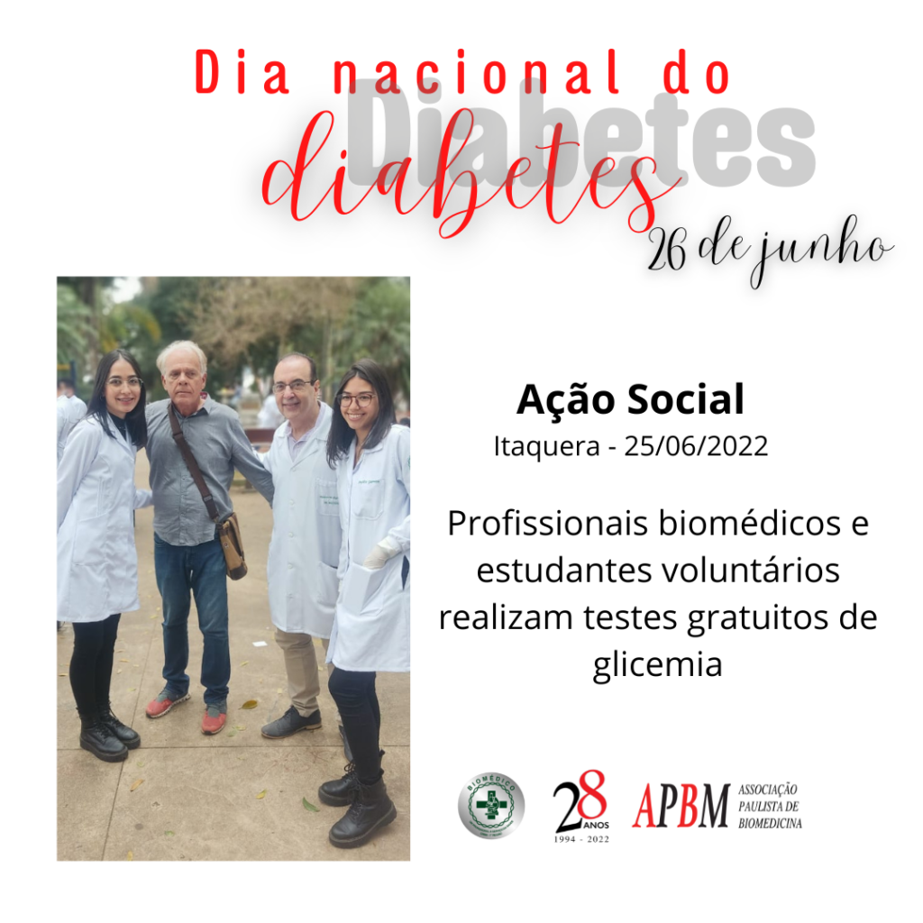26 de junho – Dia Nacional do Diabetes  –   Ação Social da Biomedicina, em Itaquera, realiza testes gratuitos de glicemia no Largo do Cambuci, região central da capital paulista