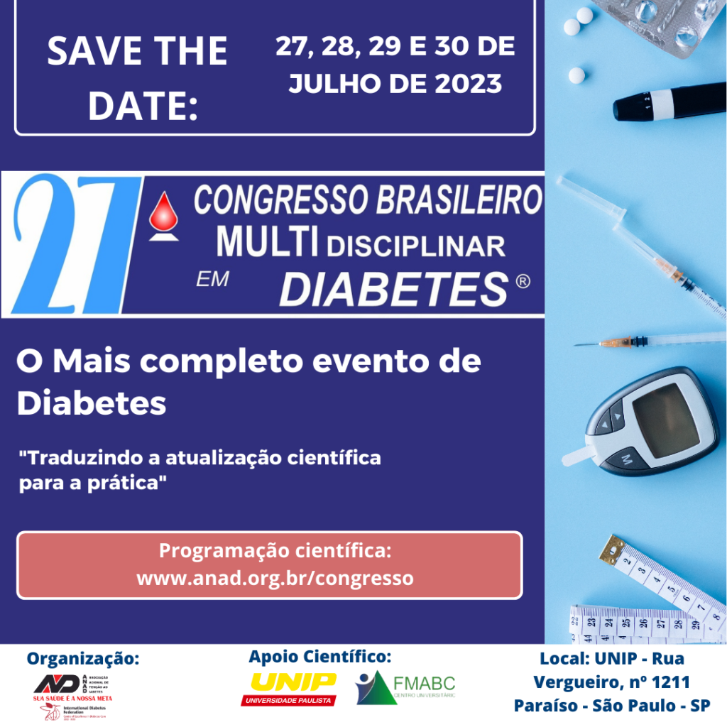 27º Congresso Brasileiro Multidisciplinar em Diabetes – 27 a 30 de julho
